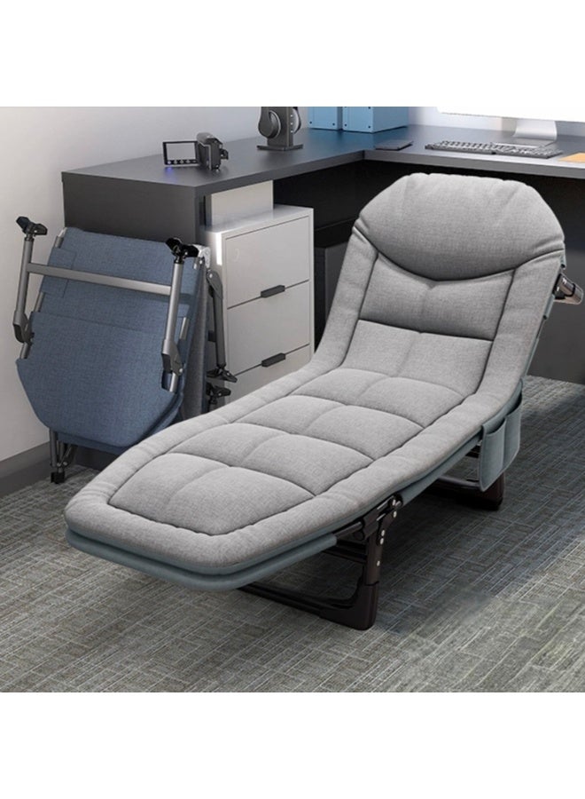 YY-ريشير سرير تخييم قابل للطي محمول مع مرتبة، 66×200 سم، مسند ظهر قابل للتعديل، كرسي استرخاء مكتبي، سرير فردي مريح للاستخدام الخارجي والمنزلي - Image 1